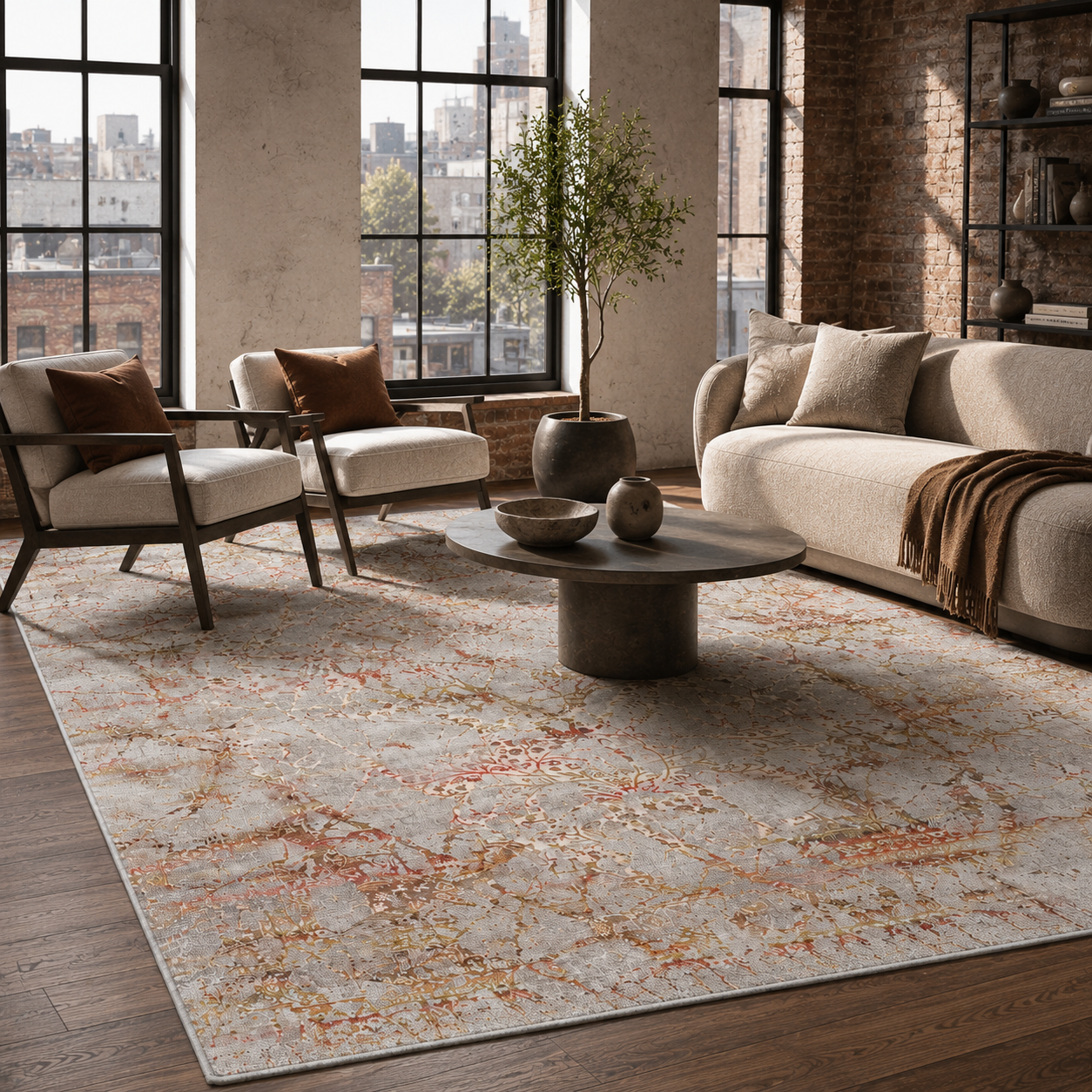 RW7125 washable chenille rug texture and pattern detail