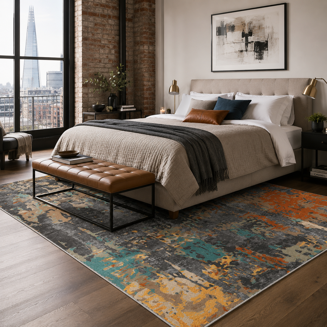 RW7126 washable chenille rug texture and pattern detail