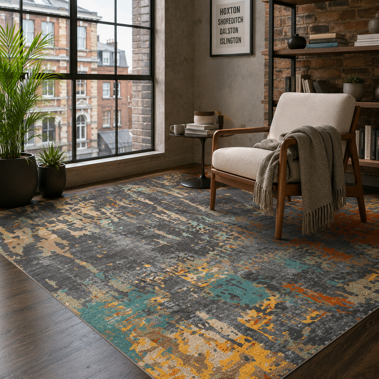 RW7126 washable chenille rug texture and pattern detail