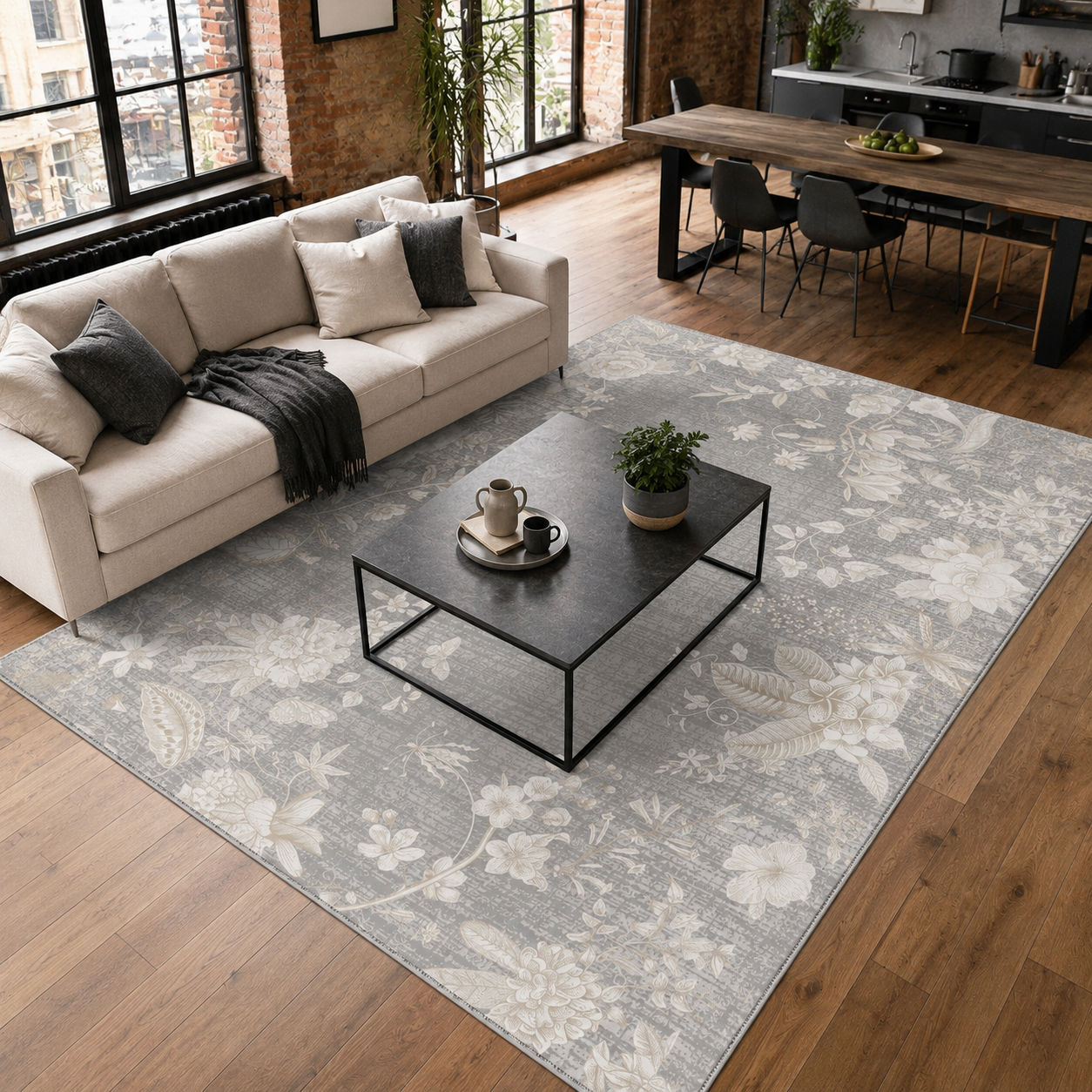 RW7127 washable chenille rug texture and pattern detail