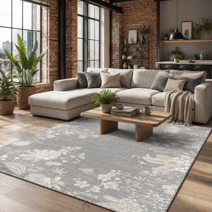 RW7127 washable chenille rug texture and pattern detail
