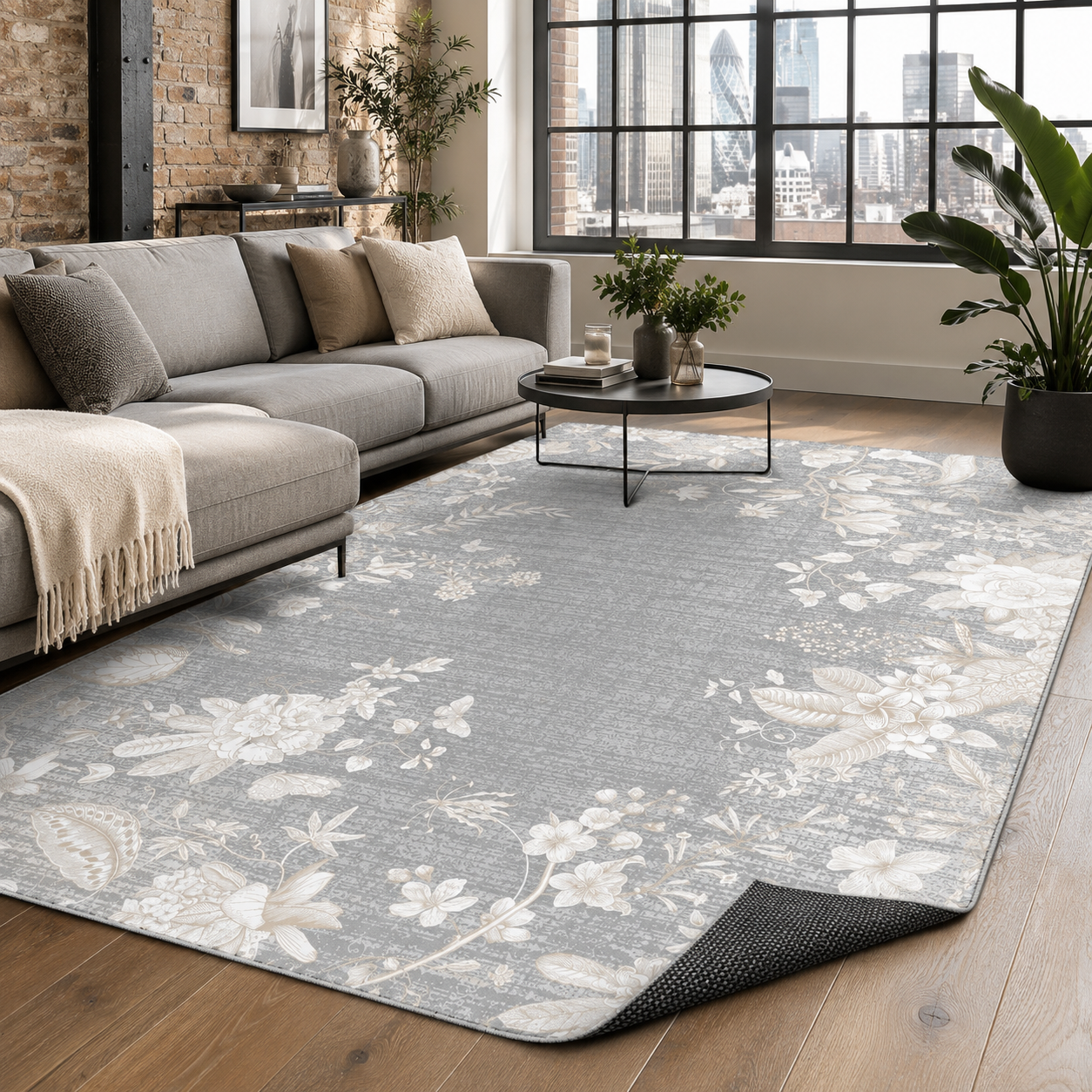 RW7127 washable chenille rug texture and pattern detail