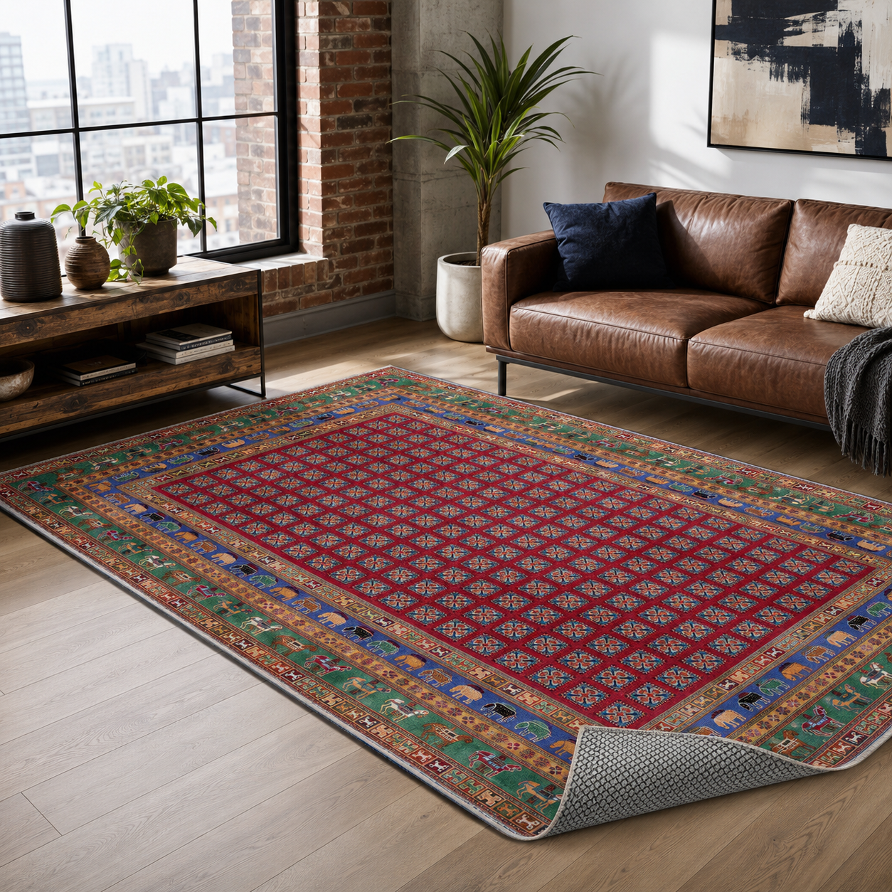 RW7128 washable chenille rug texture and pattern detail