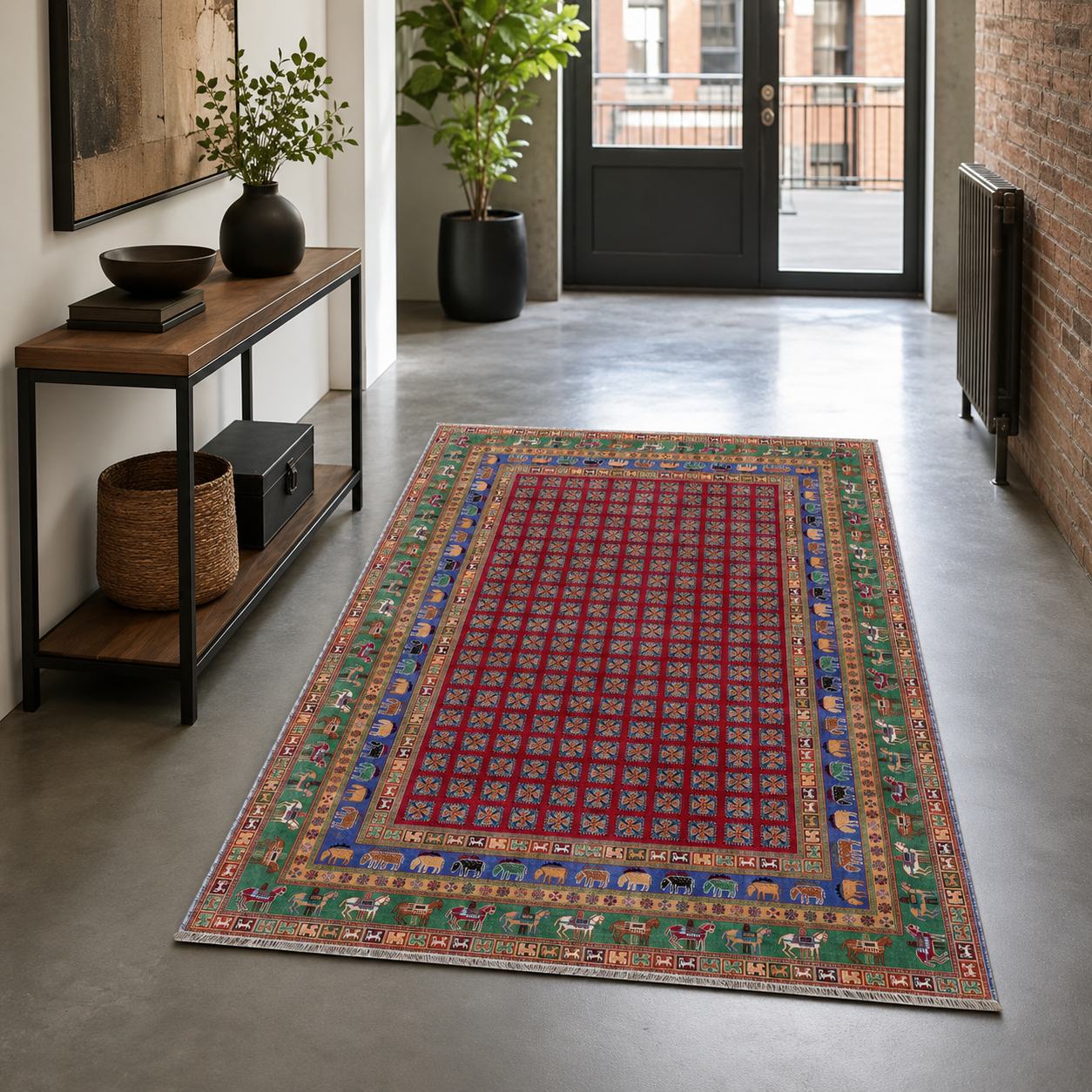 RW7128 washable chenille rug texture and pattern detail