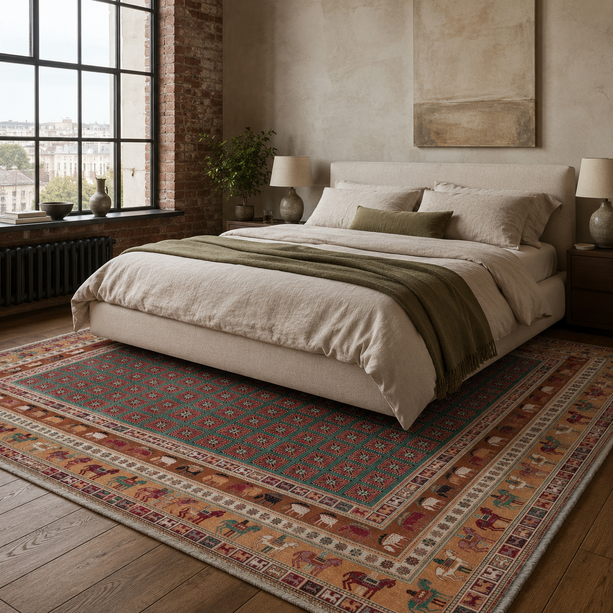 RW7129 washable chenille rug texture and pattern detail