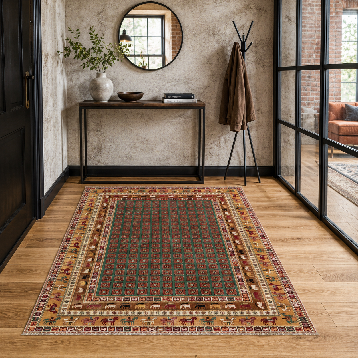 RW7129 washable chenille rug texture and pattern detail