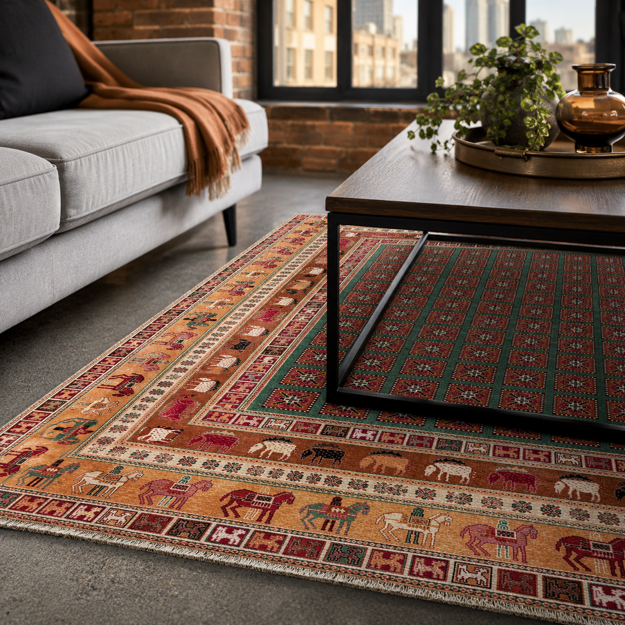RW7129 washable chenille rug texture and pattern detail