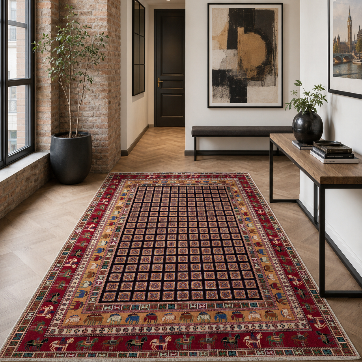 RW7131 washable chenille rug texture and pattern detail