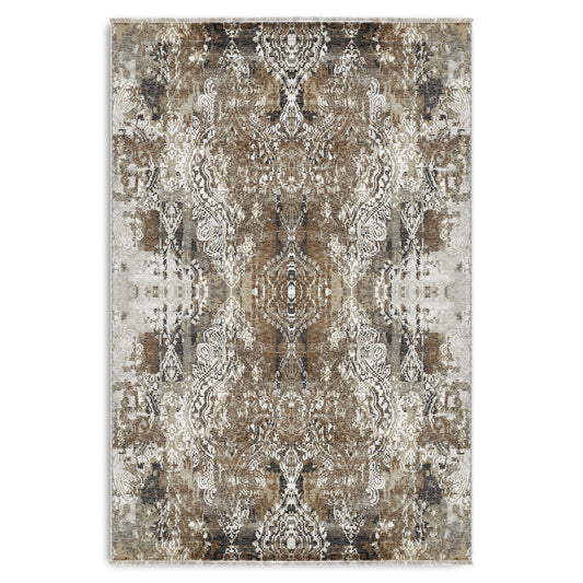 RW7132 washable chenille area rug viewed from above