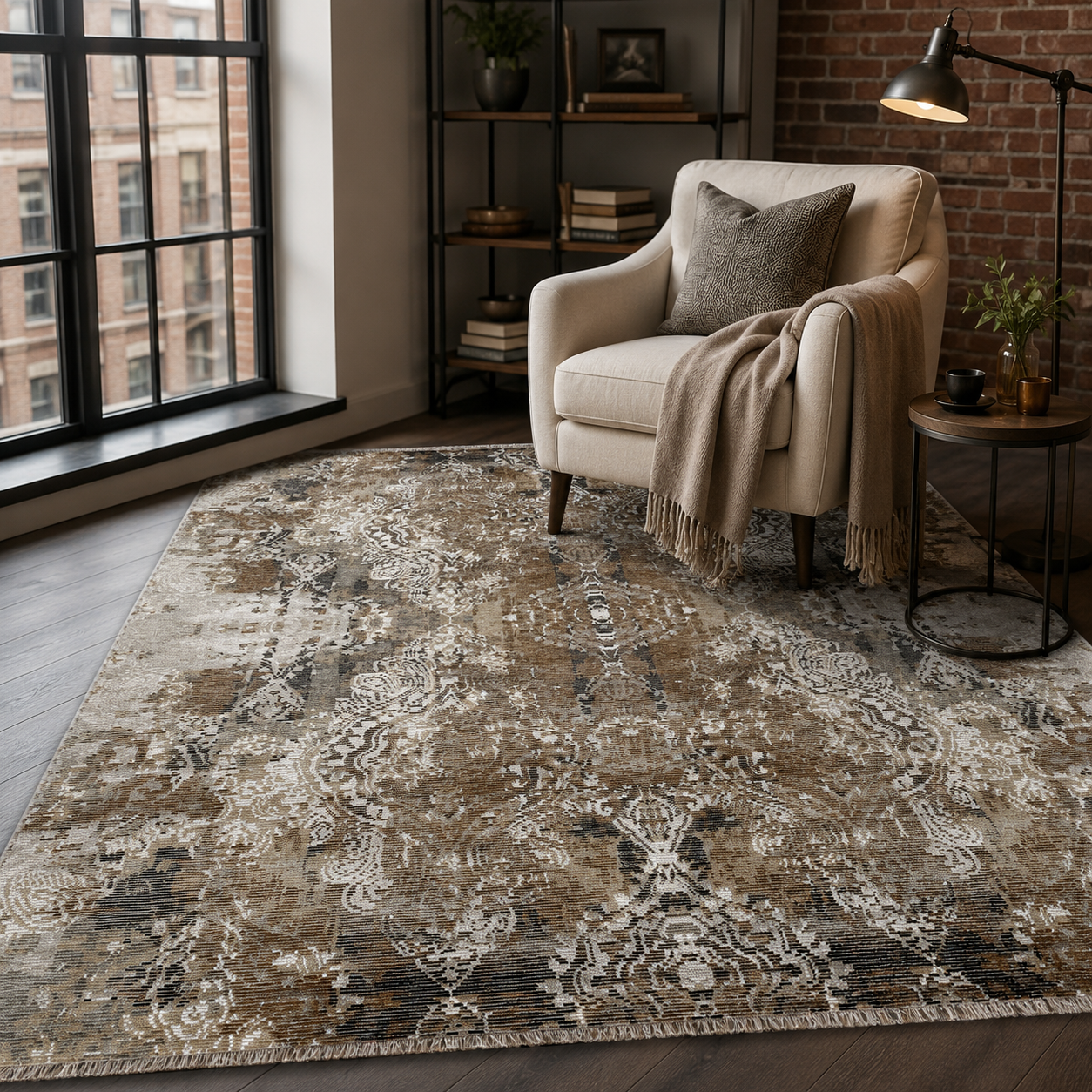 RW7132 washable chenille rug texture and pattern detail