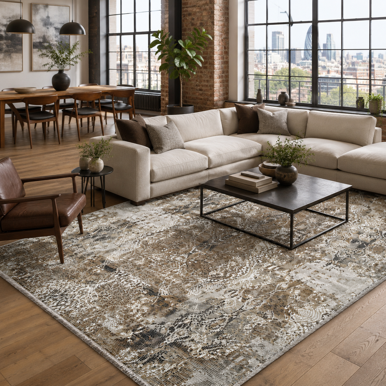 RW7132 washable chenille rug texture and pattern detail
