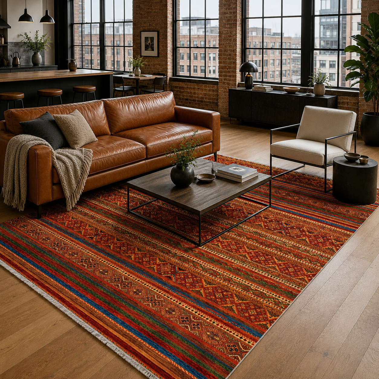 RW7133 washable chenille rug texture and pattern detail