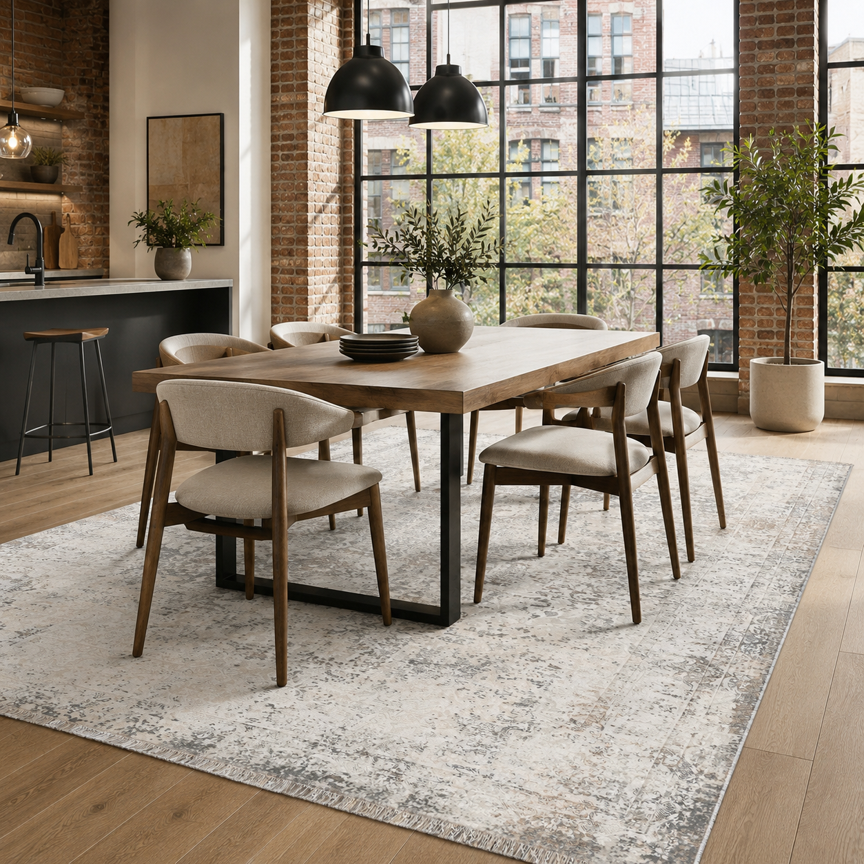 RW7134 washable chenille rug texture and pattern detail
