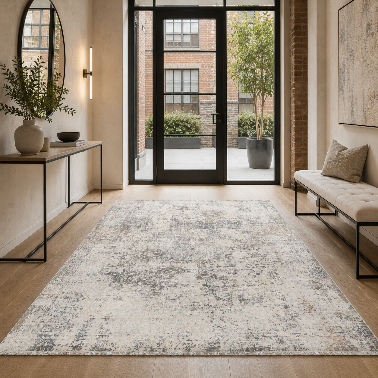 RW7134 washable chenille rug texture and pattern detail
