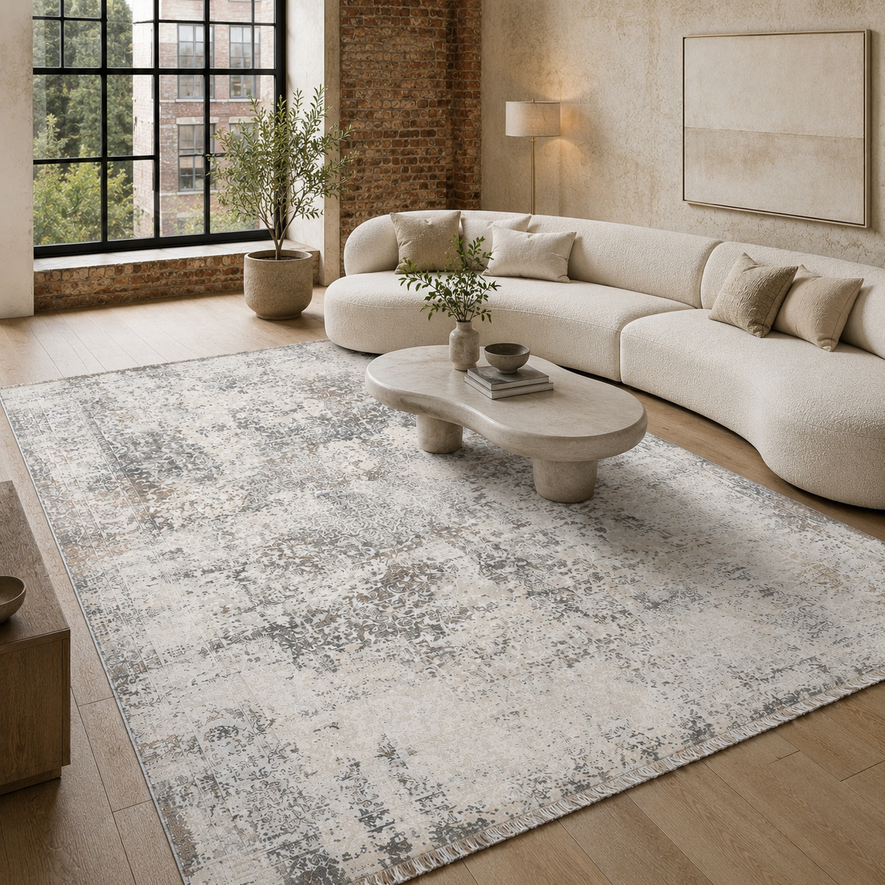 RW7134 washable chenille rug texture and pattern detail