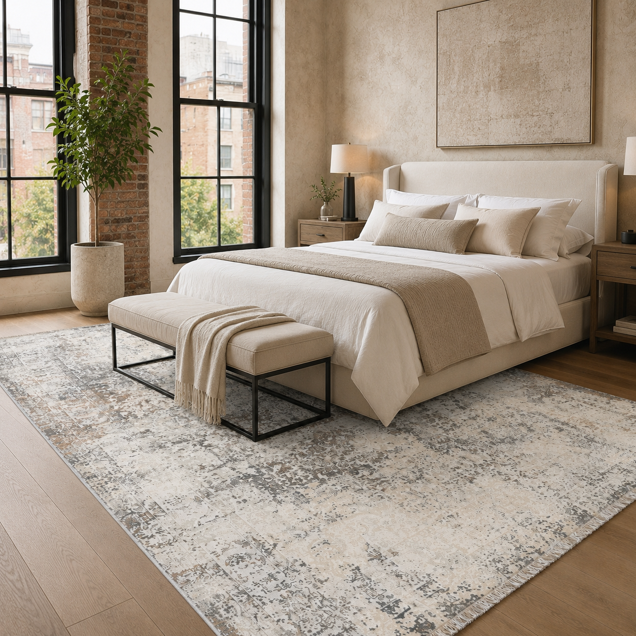 RW7134 washable chenille rug texture and pattern detail