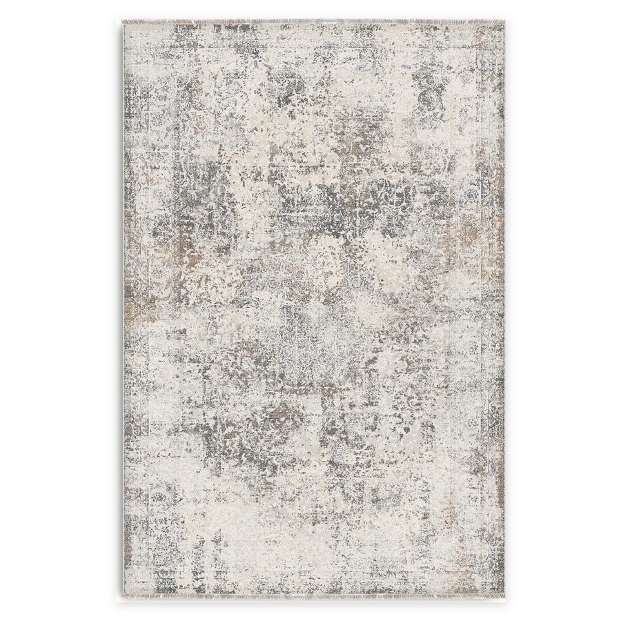 Refined Medallion Natural Beige Traditional Washable Rug