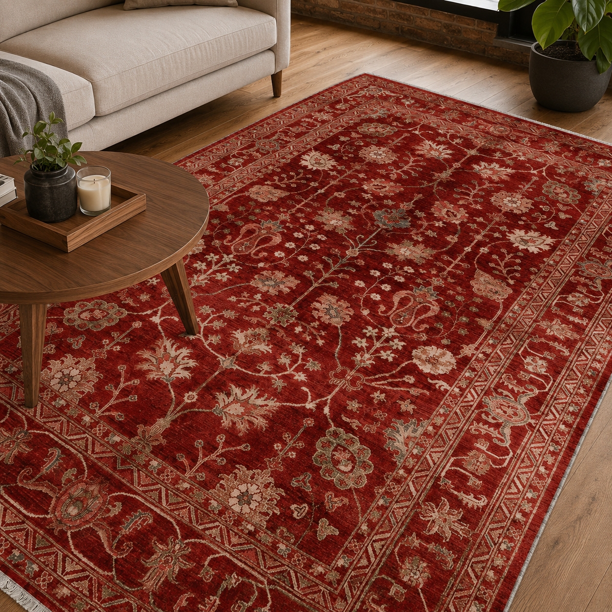 RW7135 washable chenille rug texture and pattern detail