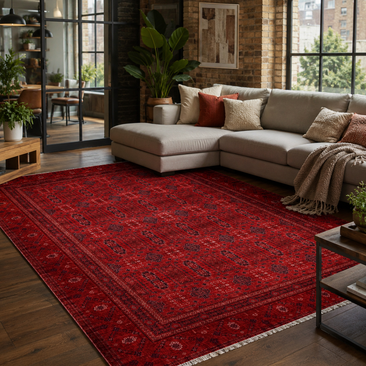 RW7138 washable chenille rug texture and pattern detail