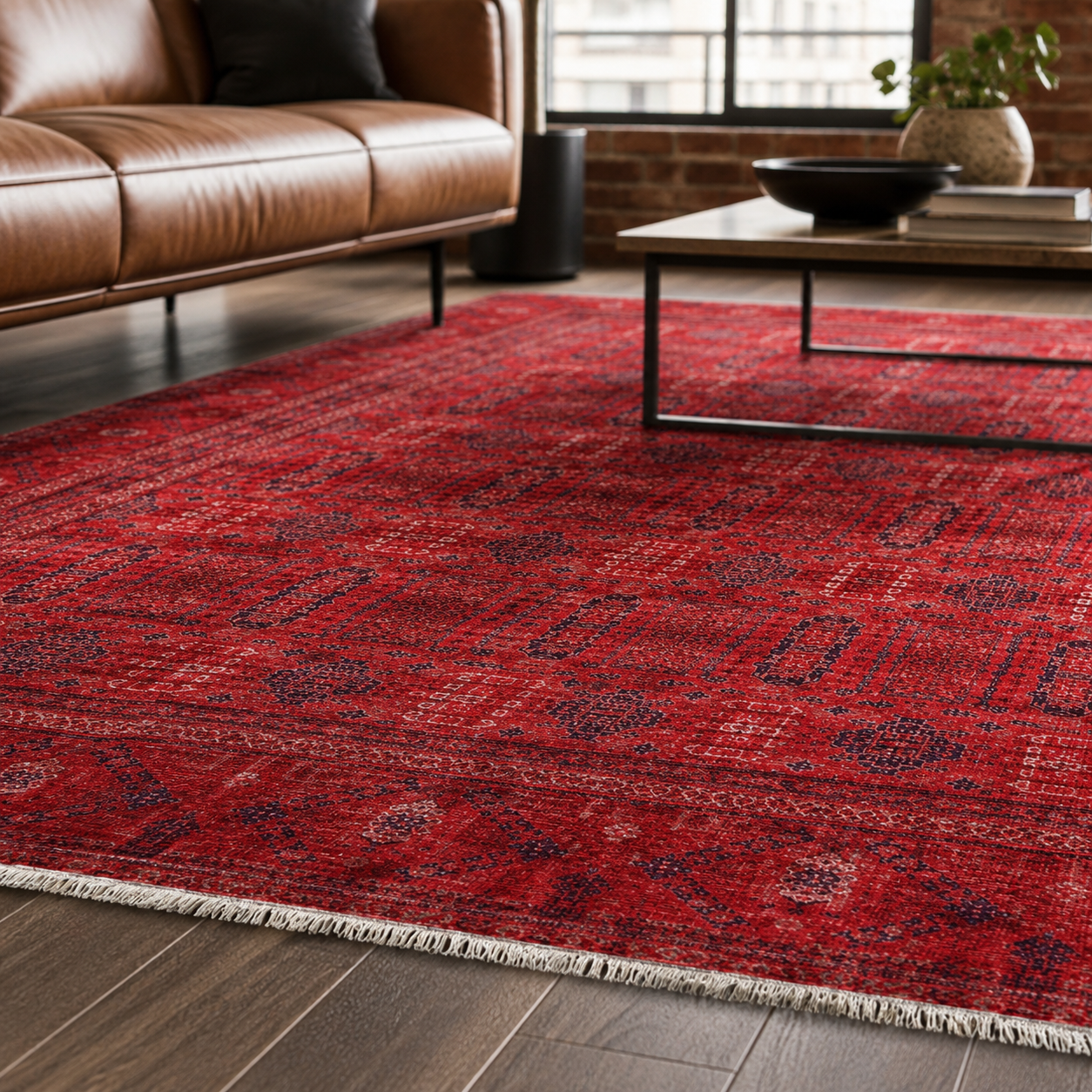 RW7138 washable chenille rug texture and pattern detail