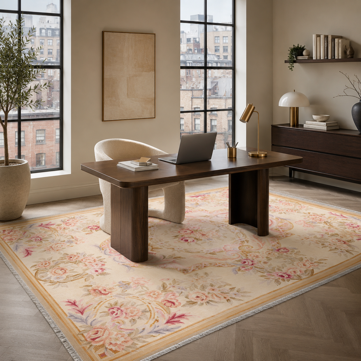 RW7142 washable chenille rug texture and pattern detail