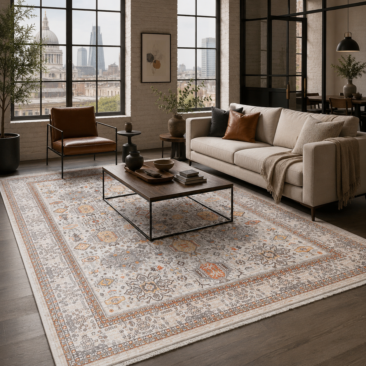 RW7144 washable chenille rug texture and pattern detail