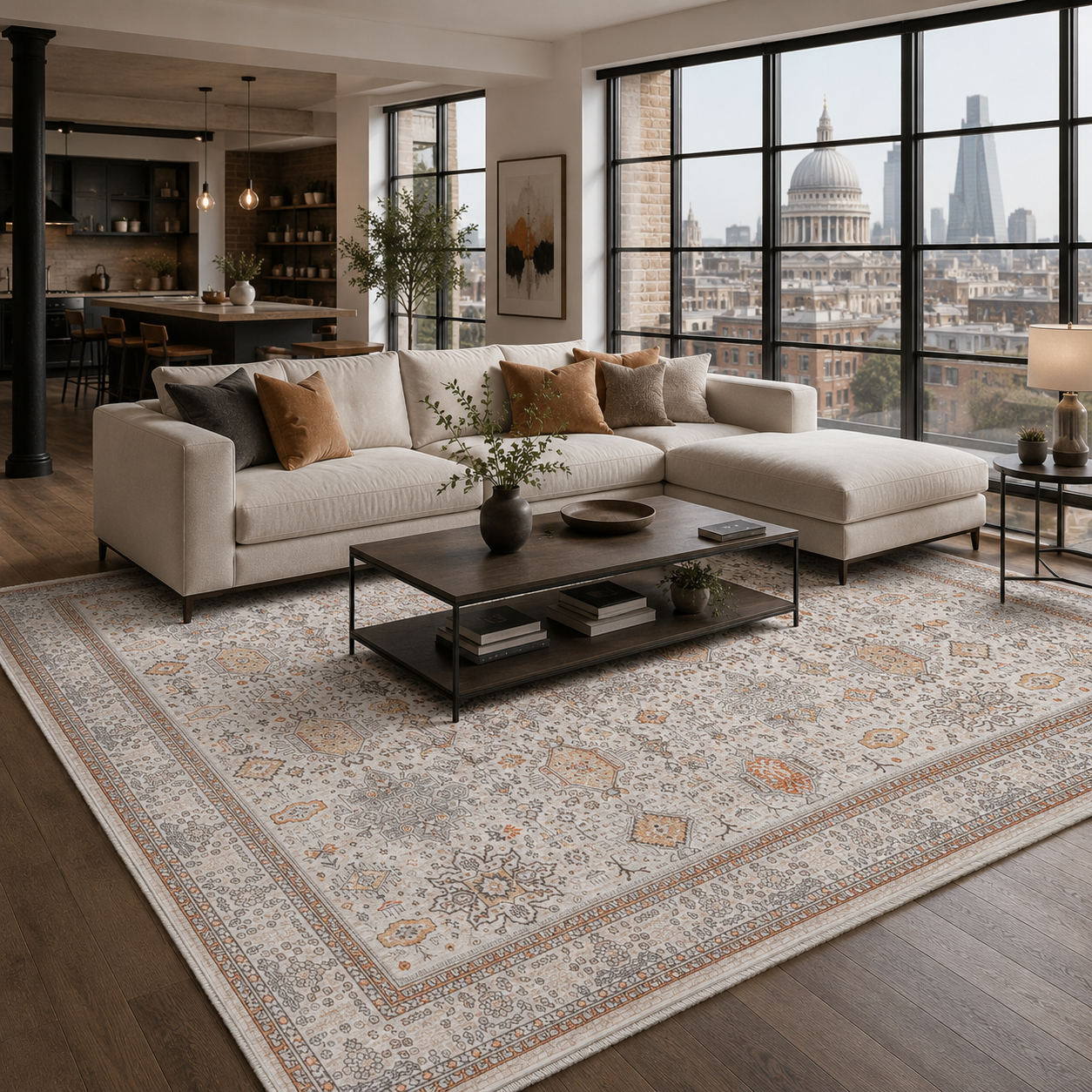 RW7144 washable chenille rug texture and pattern detail