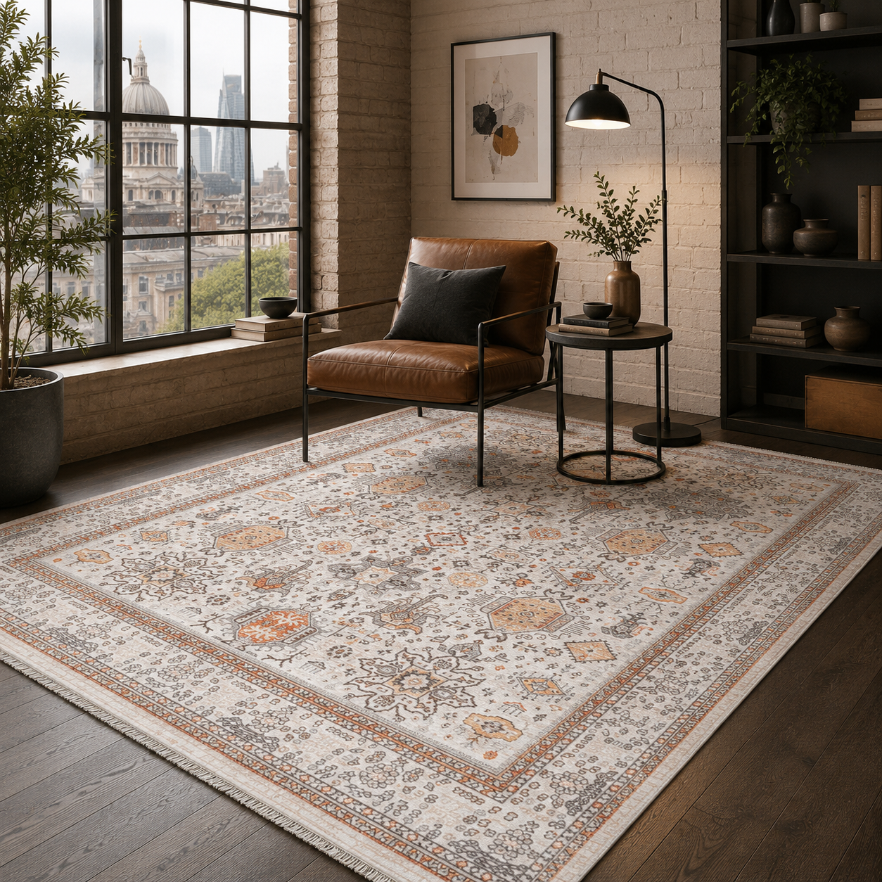 RW7144 washable chenille rug texture and pattern detail