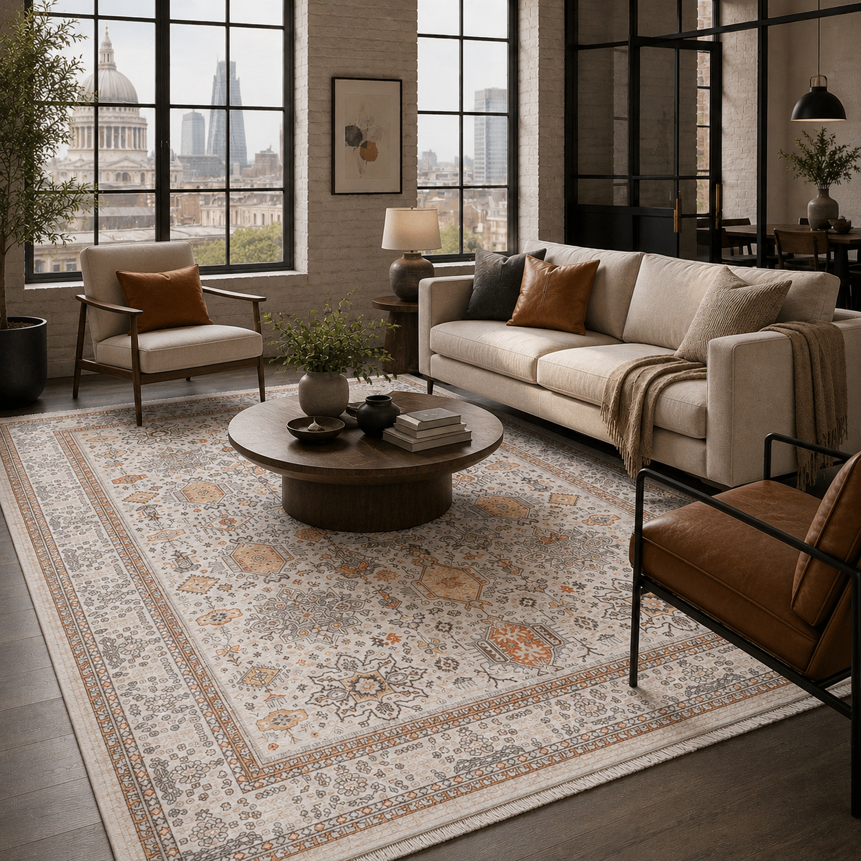 RW7144 washable chenille rug texture and pattern detail