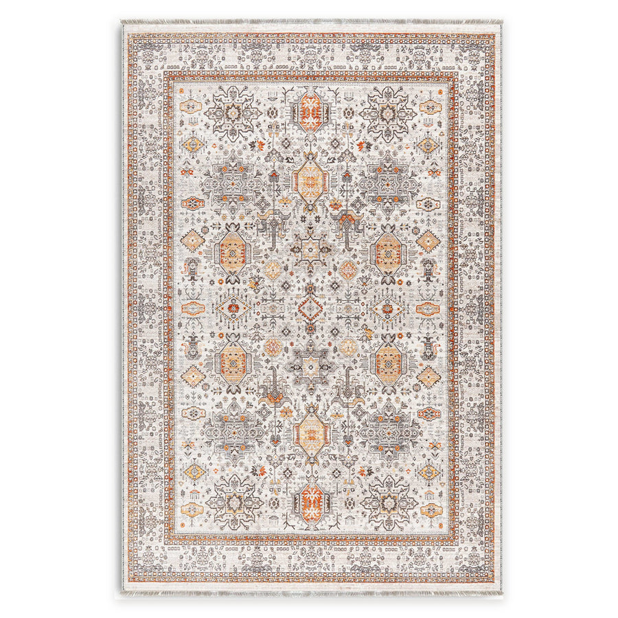Georgian Octagons Natural Beige Heritage Washable Rug