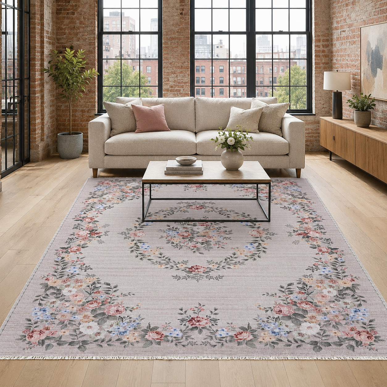 RW7145 washable chenille rug texture and pattern detail