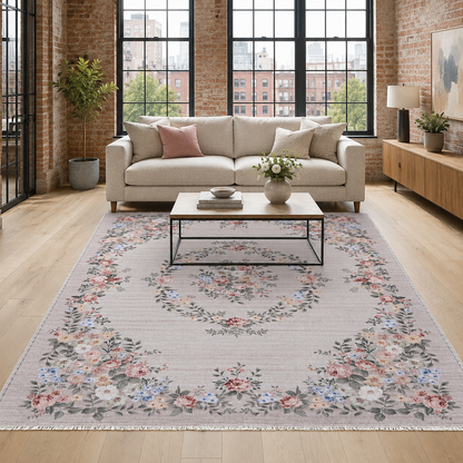 RW7145 washable chenille rug texture and pattern detail