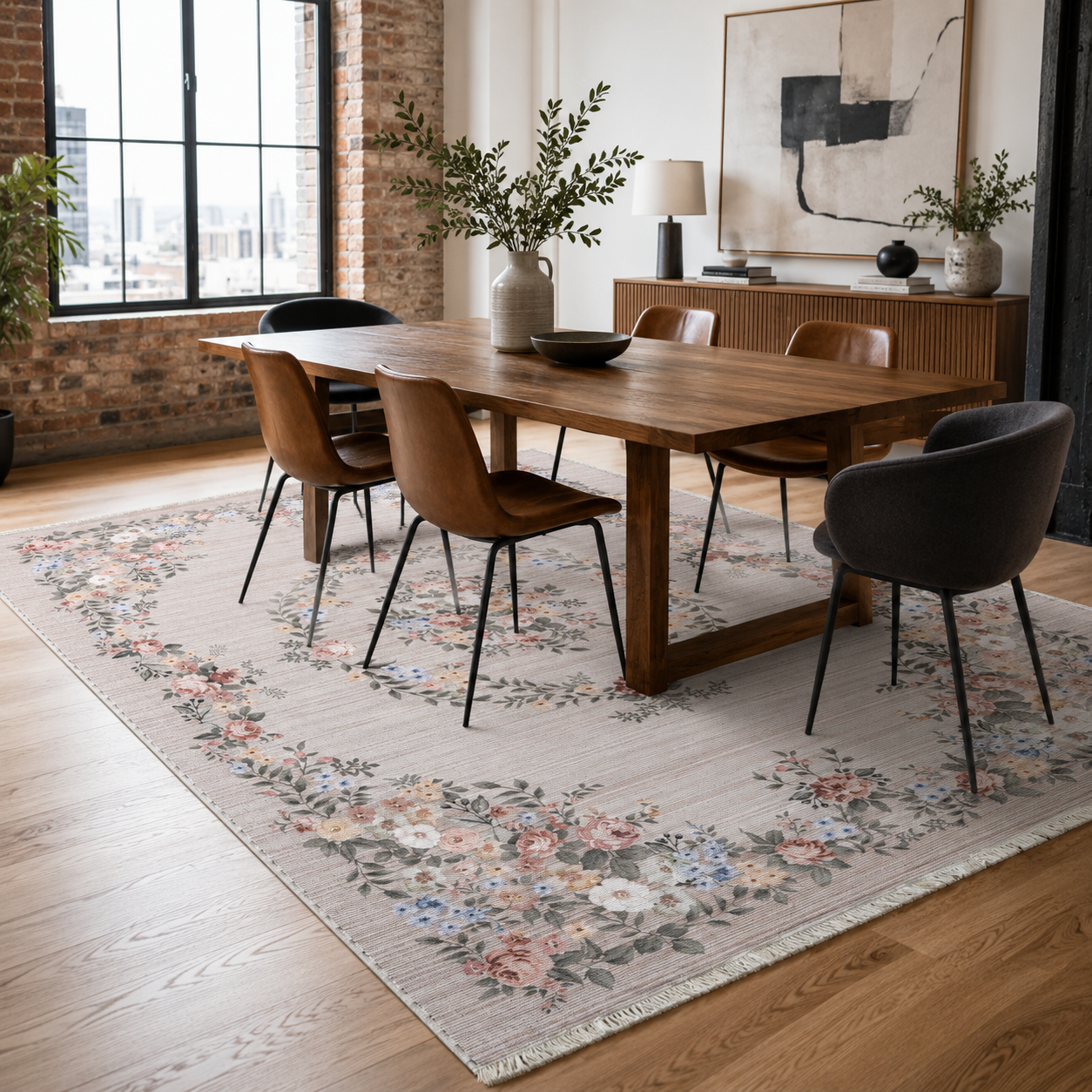 RW7145 washable chenille rug texture and pattern detail