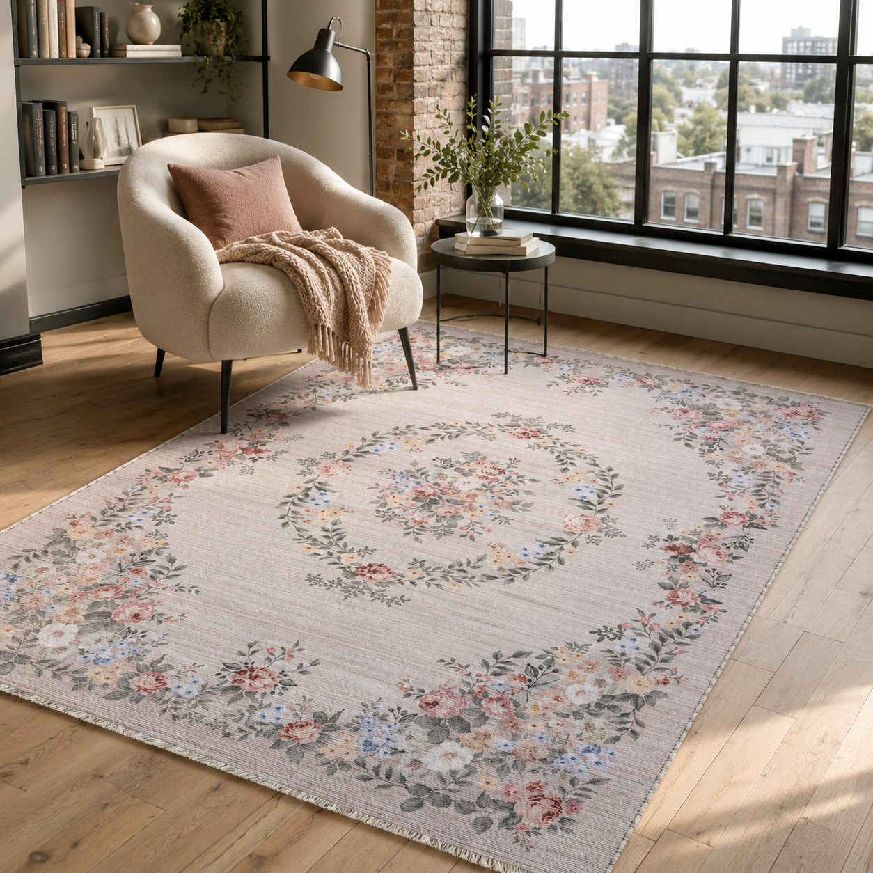 RW7145 washable chenille rug texture and pattern detail
