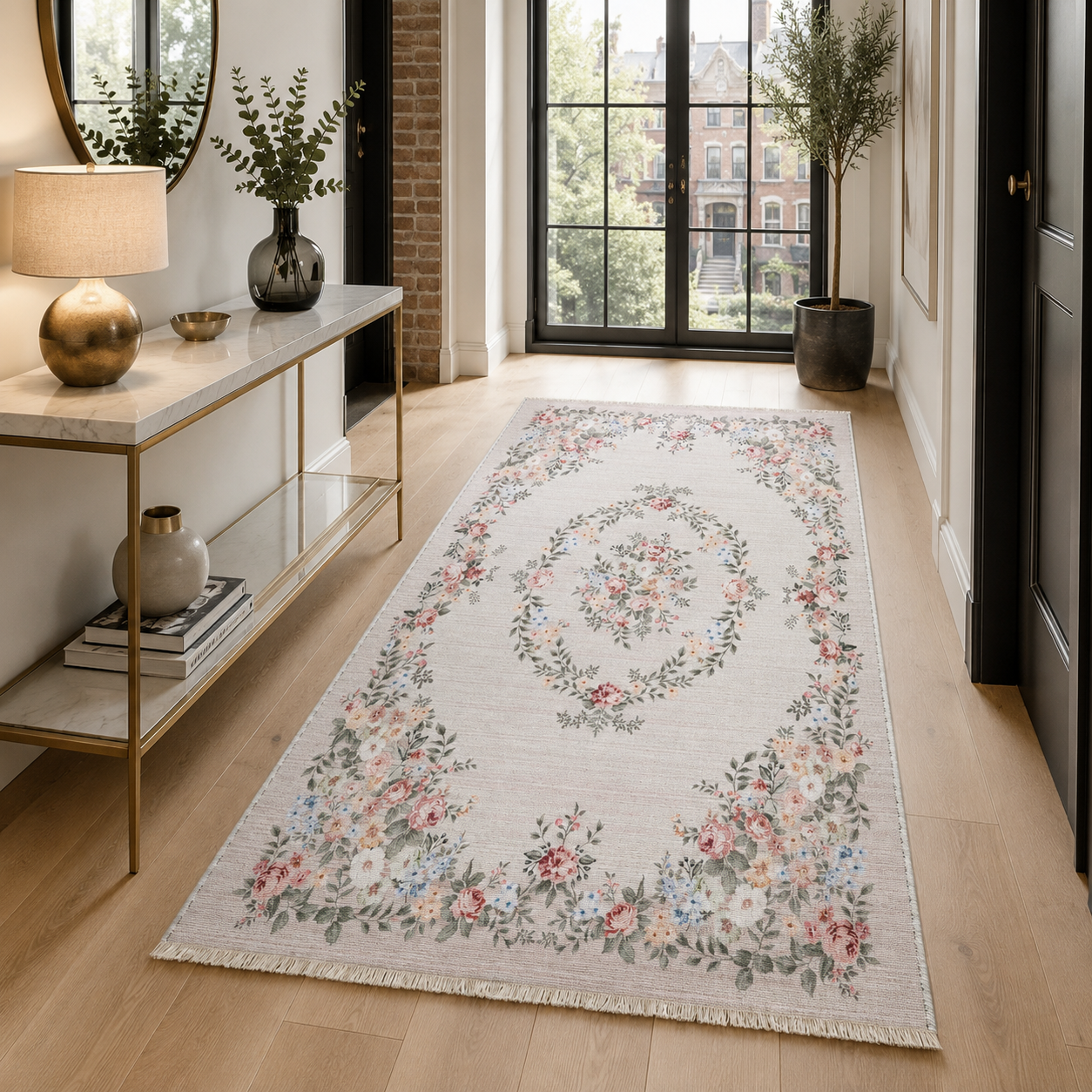 RW7145 washable chenille rug texture and pattern detail