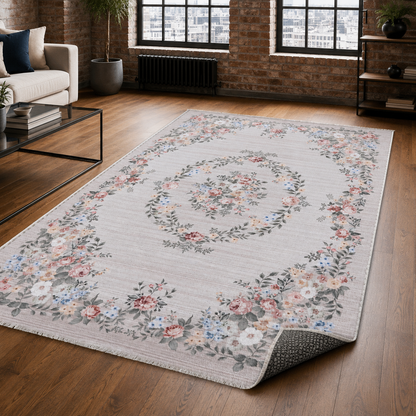 RW7145 washable chenille rug texture and pattern detail