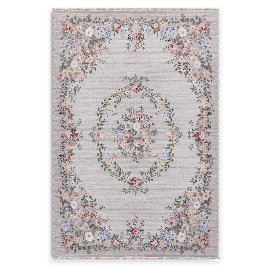 Ordered Octagons Warm White Heritage Washable Rug