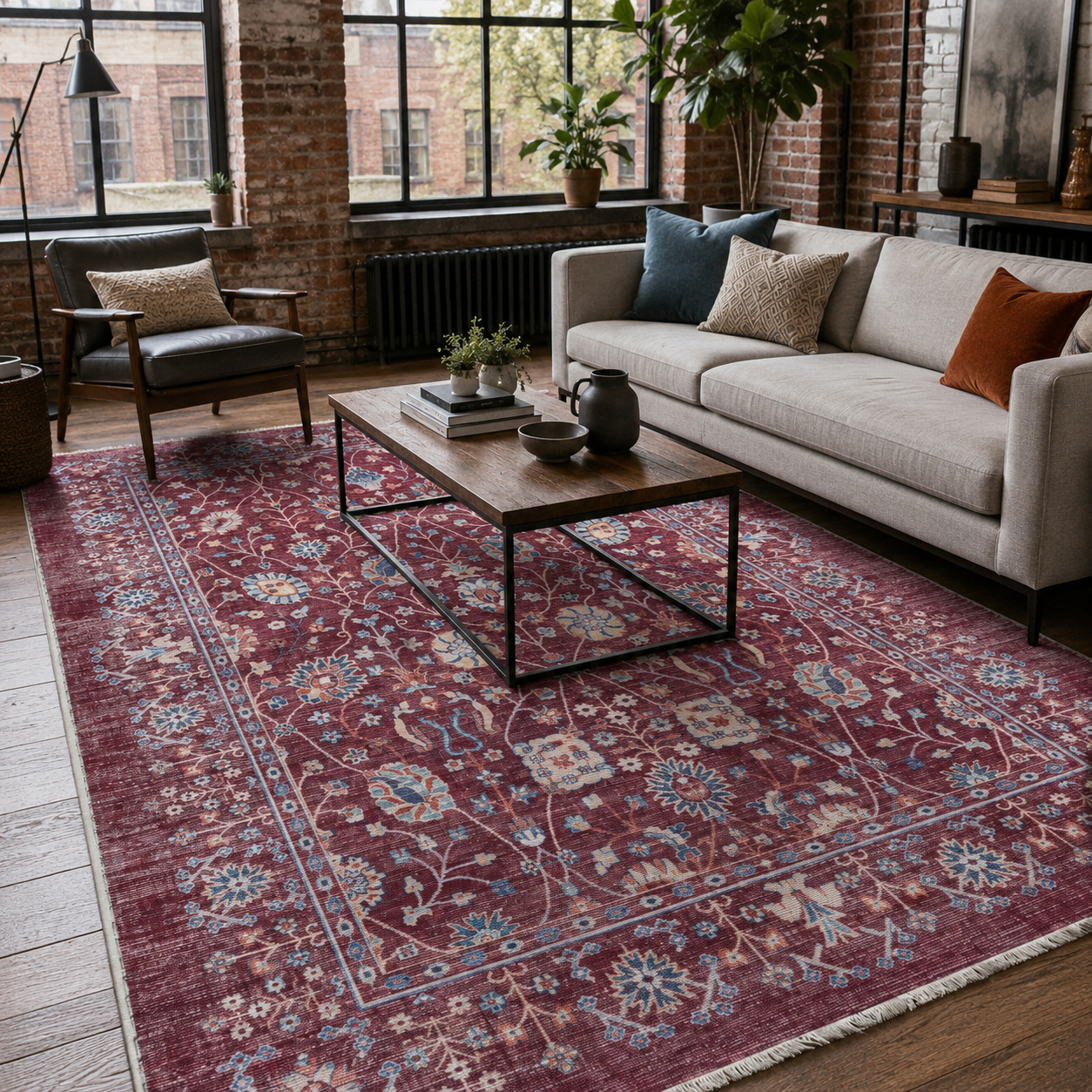 RW7146 washable chenille rug texture and pattern detail