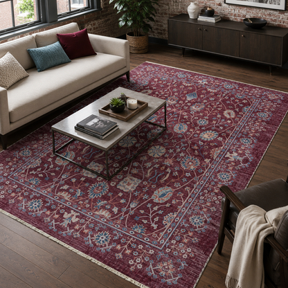 RW7146 washable chenille rug texture and pattern detail