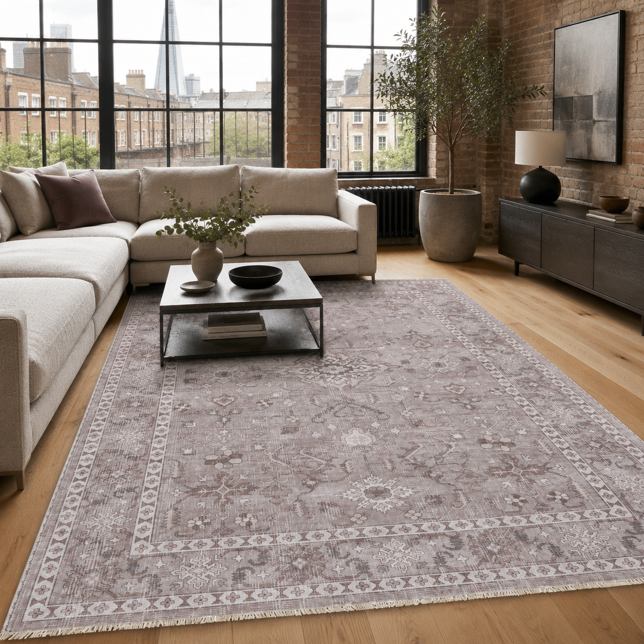 RW7148 washable chenille rug texture and pattern detail