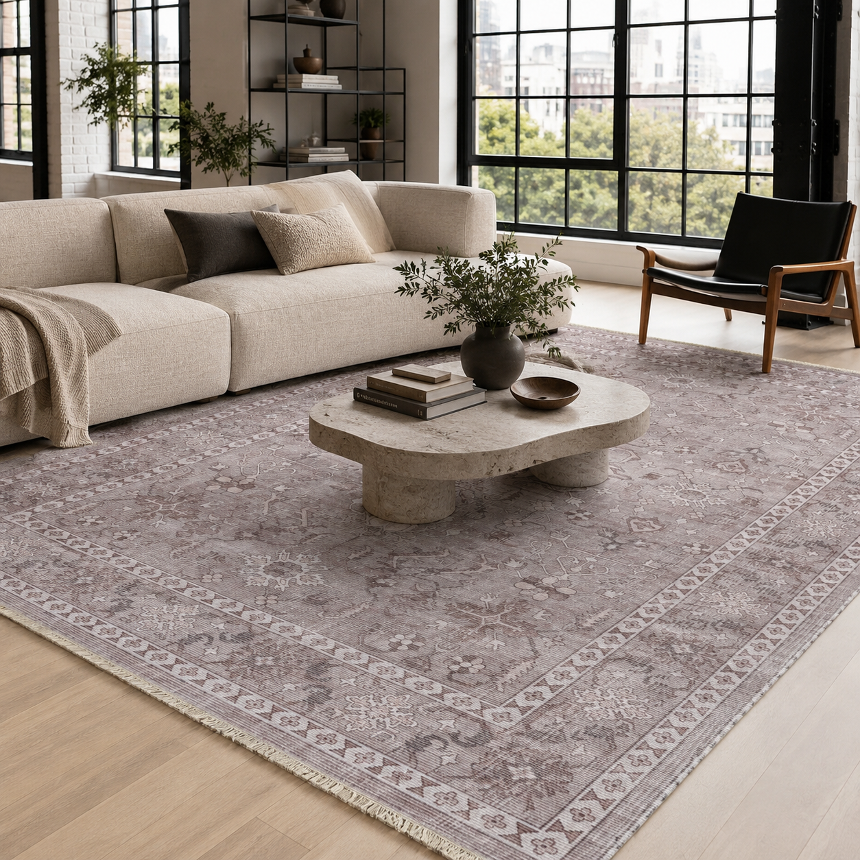 RW7148 washable chenille rug texture and pattern detail