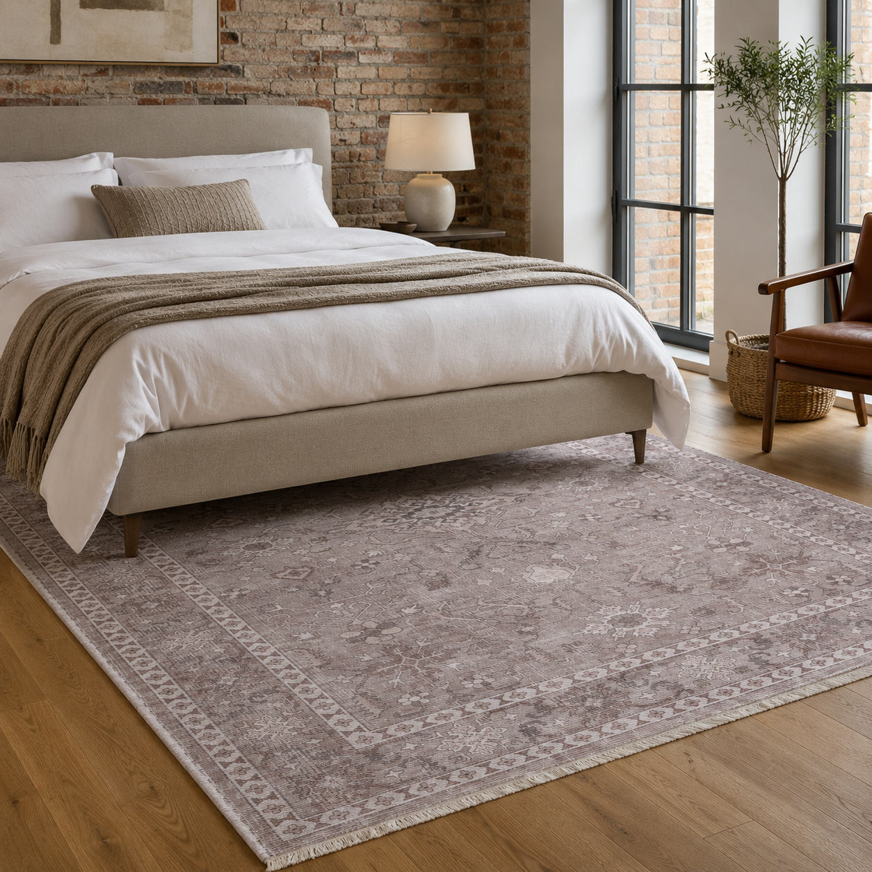 RW7148 washable chenille rug texture and pattern detail