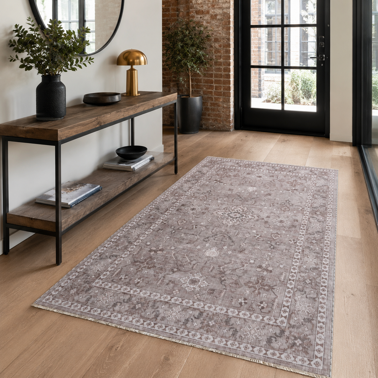 RW7148 washable chenille rug texture and pattern detail