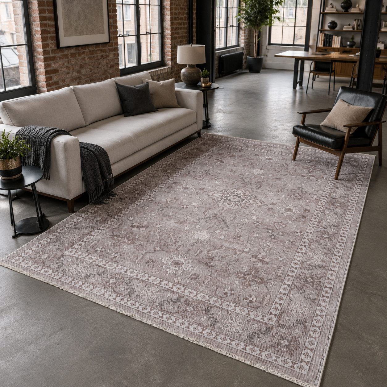 RW7148 washable chenille rug texture and pattern detail
