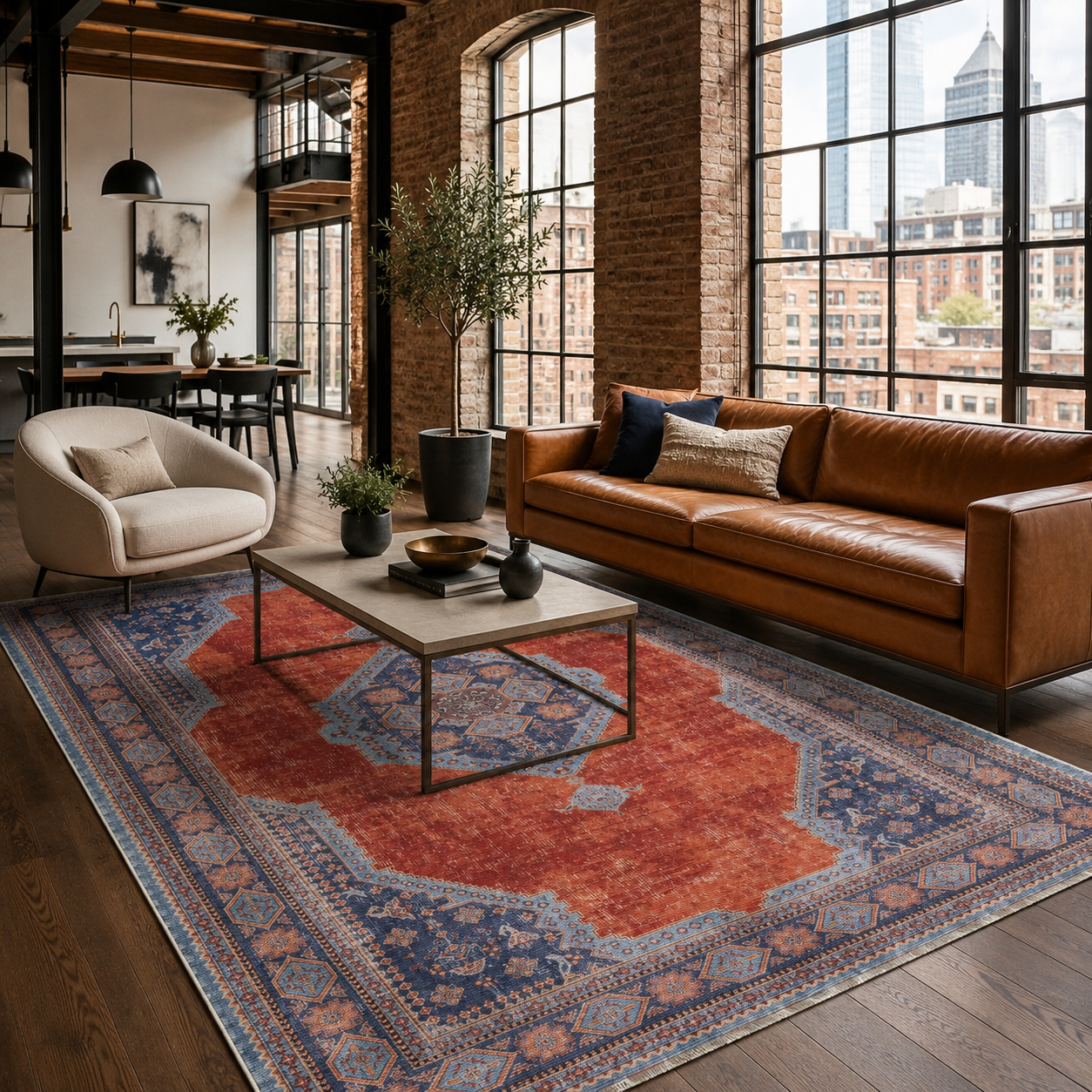 RW7149 washable chenille rug texture and pattern detail