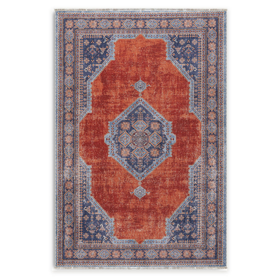 Lantern Heritage Indigo Blue Washable Rug