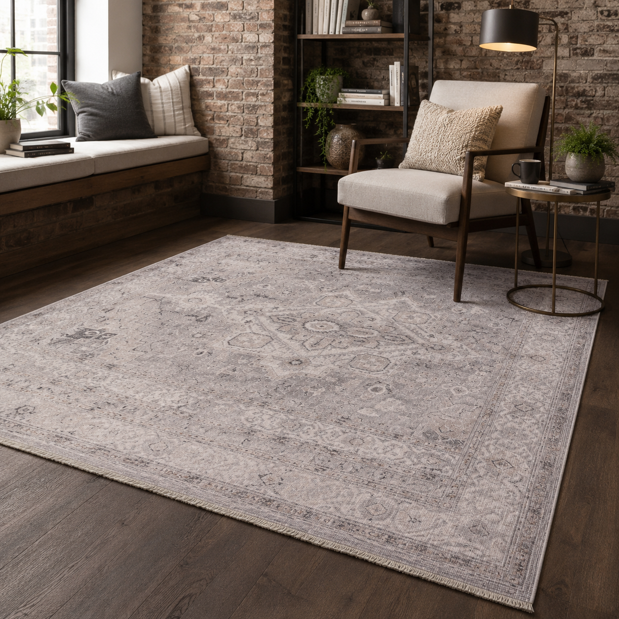RW7151 washable chenille rug texture and pattern detail
