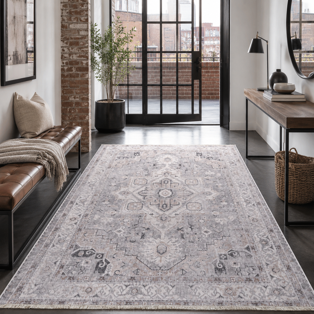 RW7151 washable chenille rug texture and pattern detail