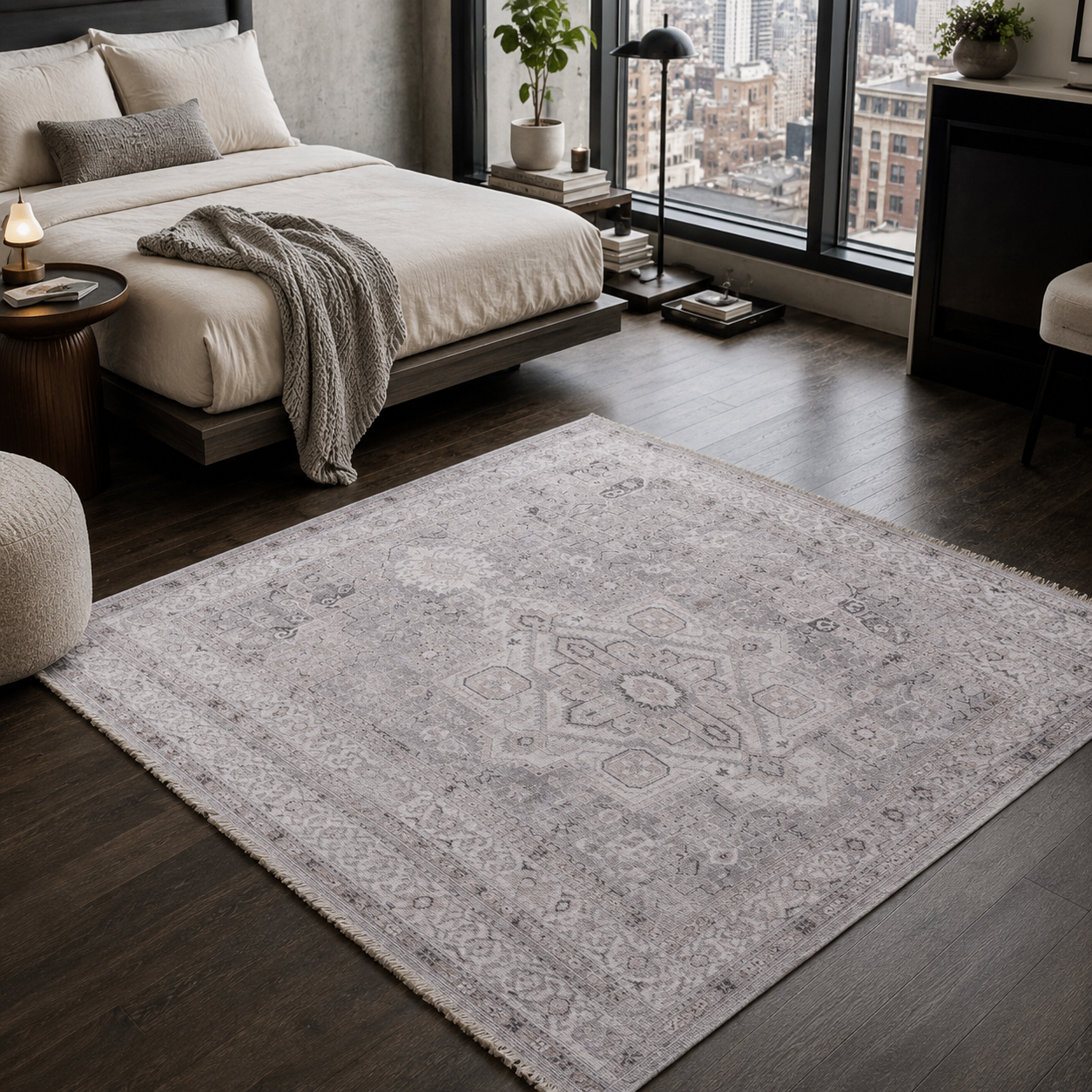 RW7151 washable chenille rug texture and pattern detail