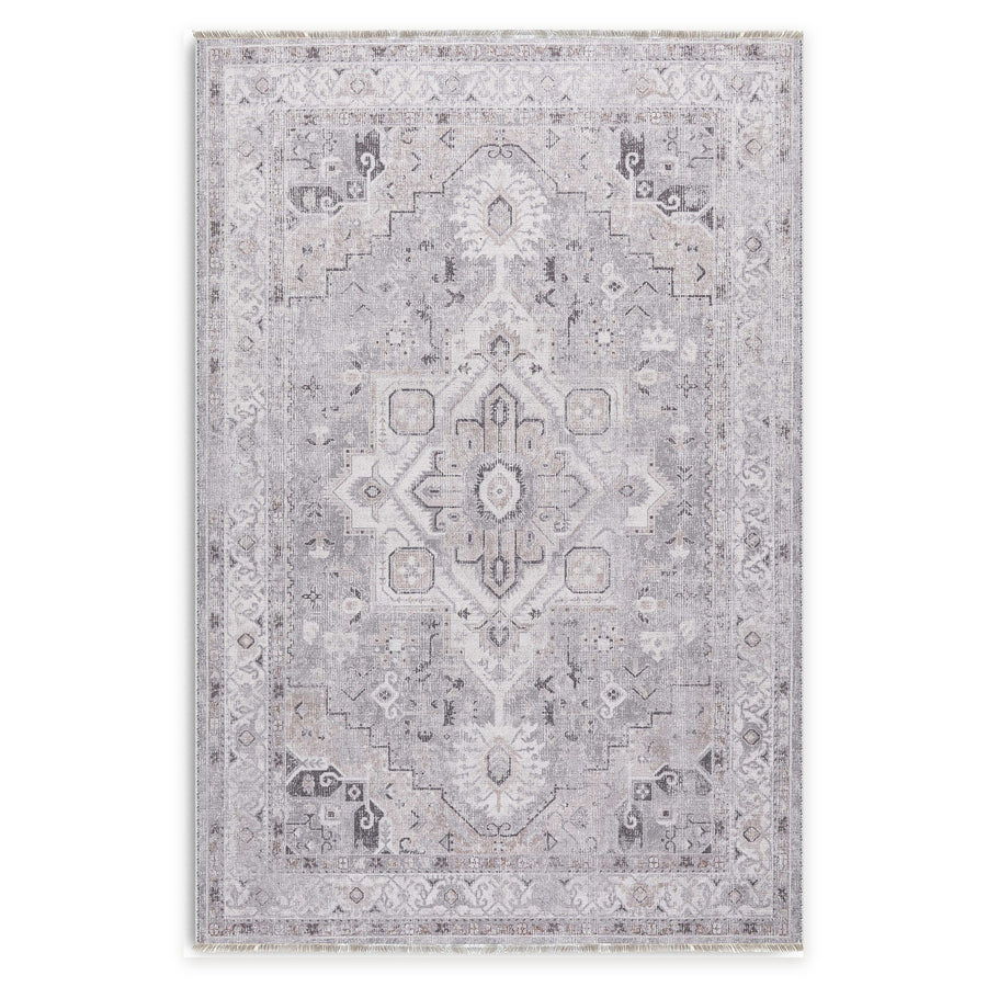 Offset Octagons Slate Grey Heritage Washable Rug